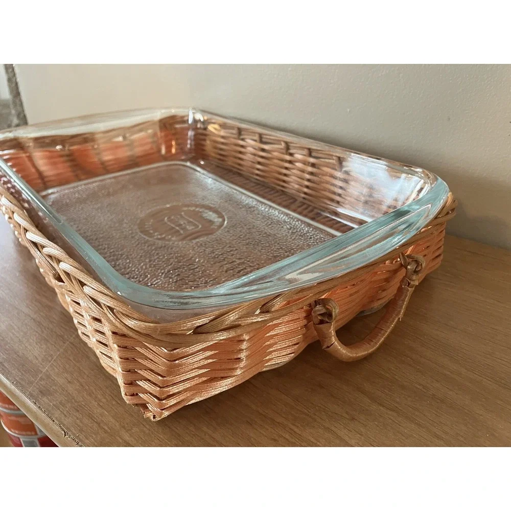 Glasbake vintage wickerware